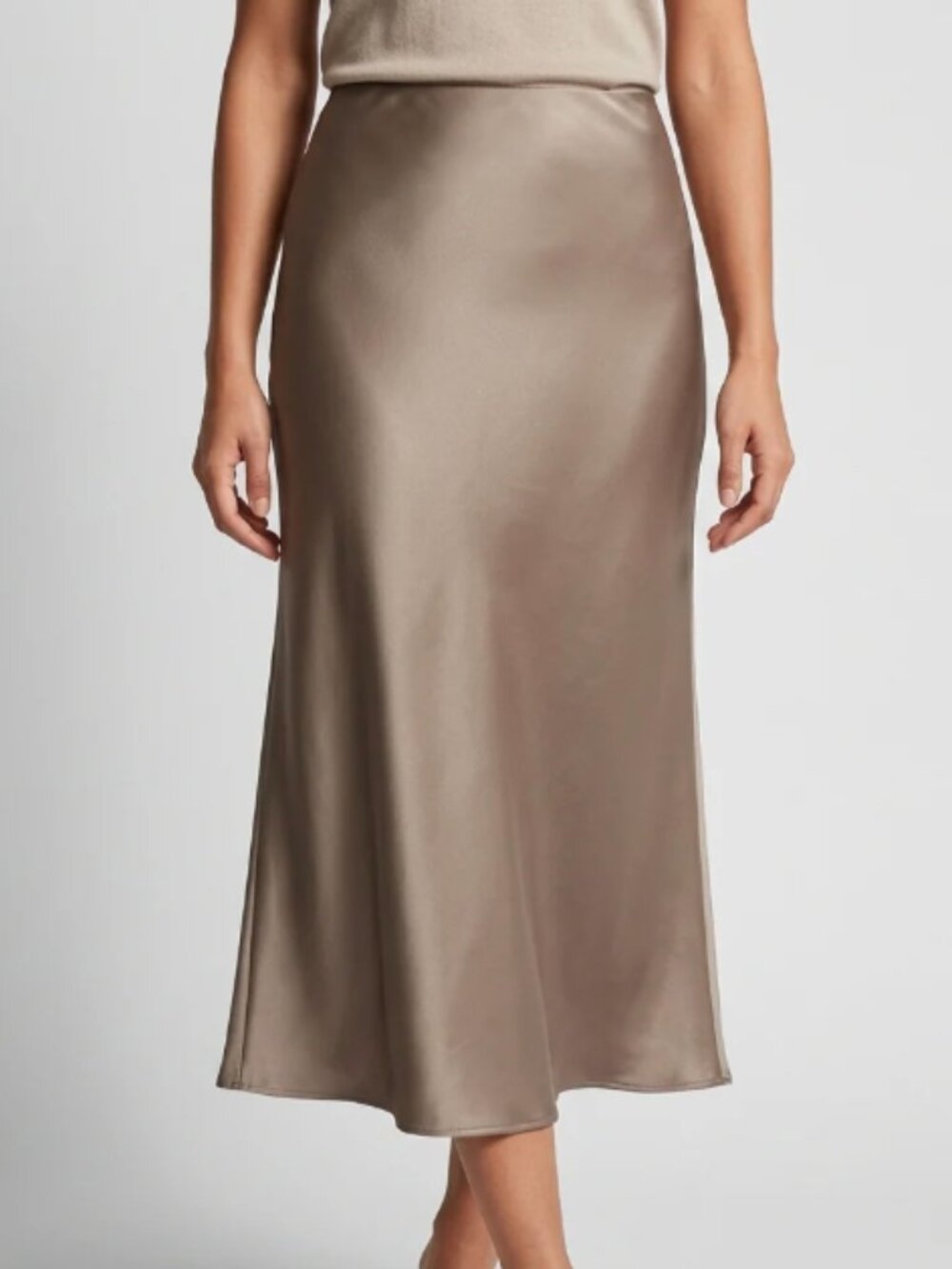 Quince 100% Washable Silk Skirt - Mink Taupe